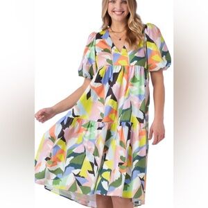 CROSBY by Mollie Burch Multicolor Abstract Midi Dress